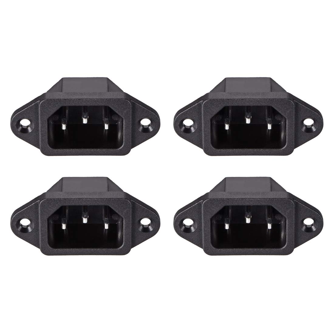 Photo 1 of uxcell Panel Mount Plug Adapter AC 250V 10A C14 3 Pins IEC Inlet Module Plug Power Connector Socket Straight Pack of 4