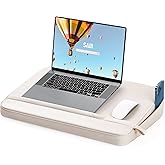 SAIJI Laptop Lap Desk with Pillow Cushion, Ultra Lightweight Portable Computer Stand Desk for Couch, Bed & Chair, Fit up to 17” Laptop & MacBook Air with Side Pocket, Rails for Airflow
