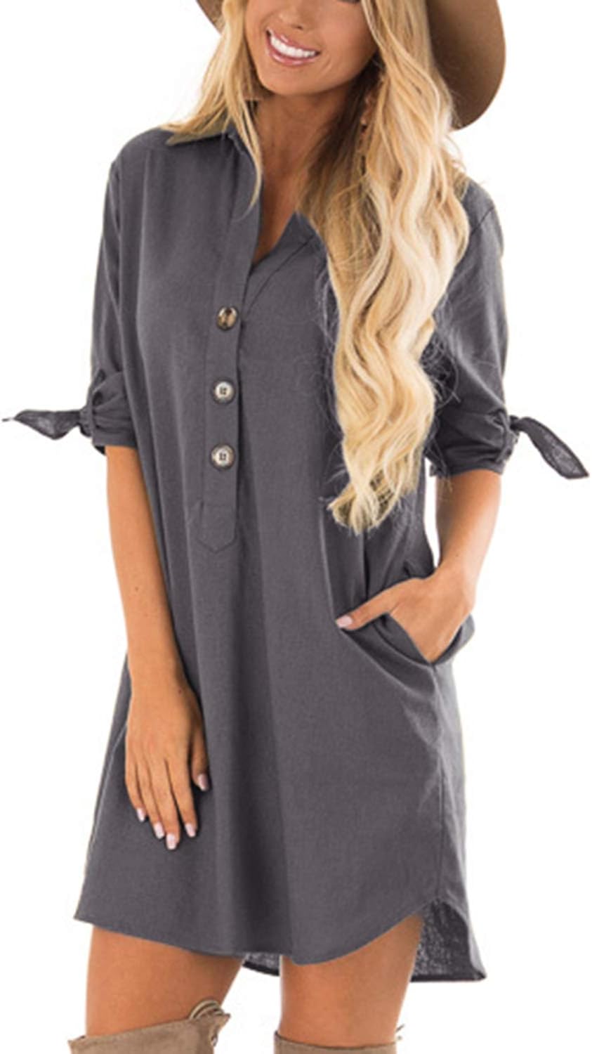 Button down shirt dress with pockets Clearance