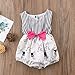 Honganda Baby Girl Summer Easter Outfit Cartoon Bunny Sleeveless Striped Romper Bodysuit with Bowknot White