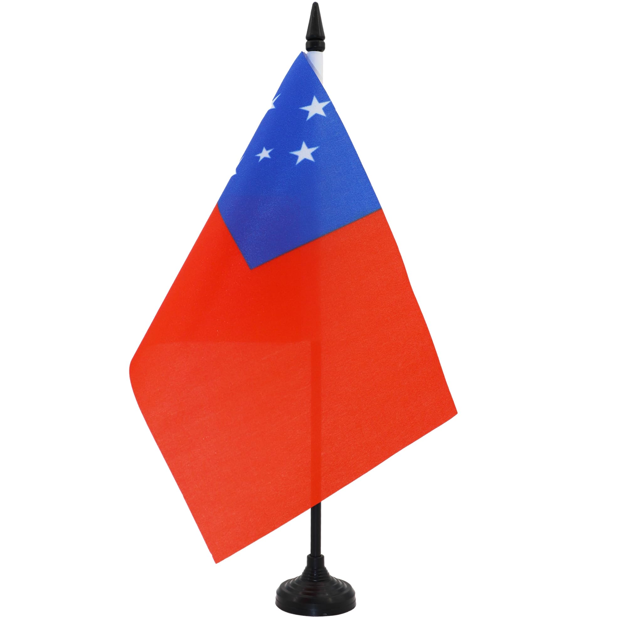 AZ FLAG Samoa Table Flag 5'' x 8'' - Samoan Office Decoration 100% Polyester 21 x 14 cm - Mini Desk Flag with Pole and Black Plastic Base