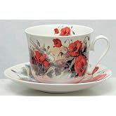 Roy Kirkham Jumbo Breakfast Cup and Saucer in Poppy Design