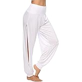AvaCostume Womens Harem Yoga Pants Side Slit Sport Workout Sweatpants
