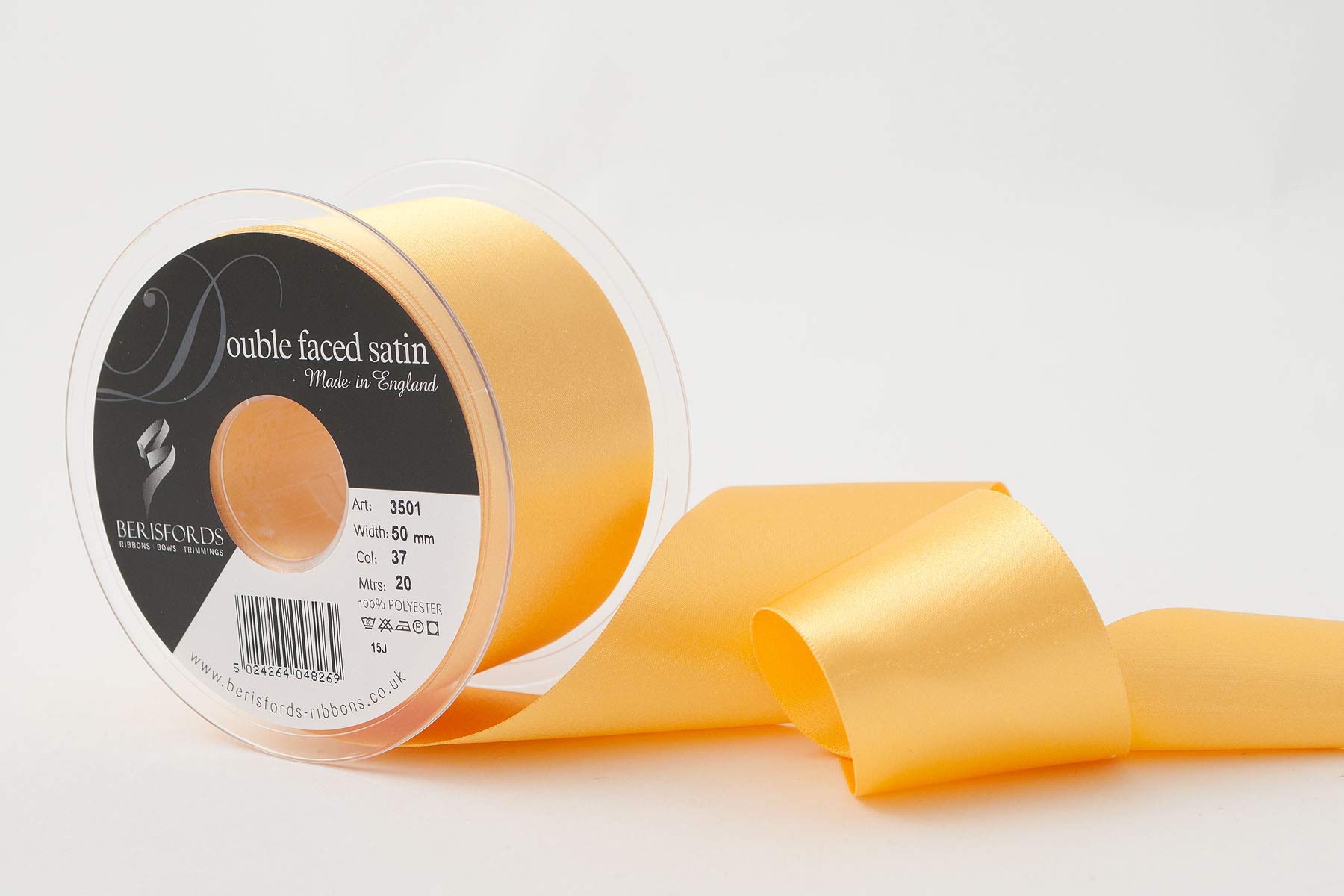 Berisfords Double FACE Poly Satin Ribbon, Gold, 10.5x10.5x5.7 cm โ image 1