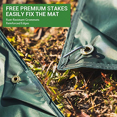 WOLFWILL 94 x 86 Inch Waterproof Camping Tarp - Mutifunctional Tent Footprint Groundsheet for Picnic Hiking Beach Mat with Stakes Drawstring Pouch