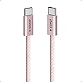 Anker Zolo USB C to USB C Cable, Braided and Dirt-Free Type C Fast Charging Cable, Slim Connector, for iPhone 16 Series, MacBook (240W) (Pink, 3ft)