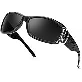IGnaef Polarized Sunglasses for Women, Rhinestone Women Sunglasses UV400 Protection for Driving/Fishing/Shopping