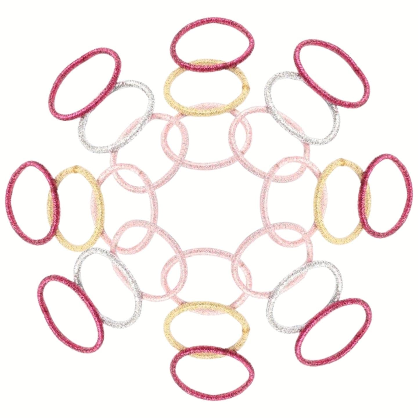 Topkids Accessories Mini Tiny Hair Ties for Adults and Kids, Small Hair Bands, Ponytail Holders, Kids Hair Bobbles, Small Hair Elastics (24pcs Glitter Pink, Gold, Silver, Hot Pink)