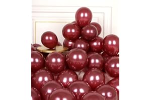 AULE Metallic Burgundy Balloons 5 inch 50 Pcs Maroon Latex Balloons Chrome Helium Shiny Thicken Balloon Perfect Party Decoration for Wedding Birthday Baby Shower Graduation Carnival