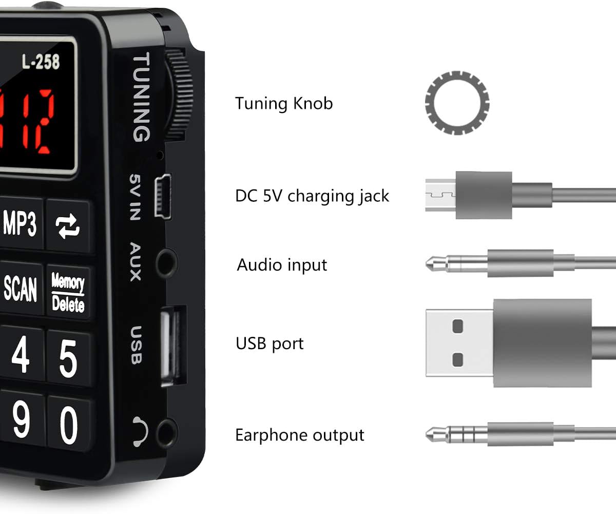 FM AM SW All-Band Receiver with Best Reception,Portable Radio with Headset Output/AUX Input/MP3/External Speaker/32GB TF Card,Stores Stations Automatically and Powered by Lithium Battery: Home Audio & Theater
