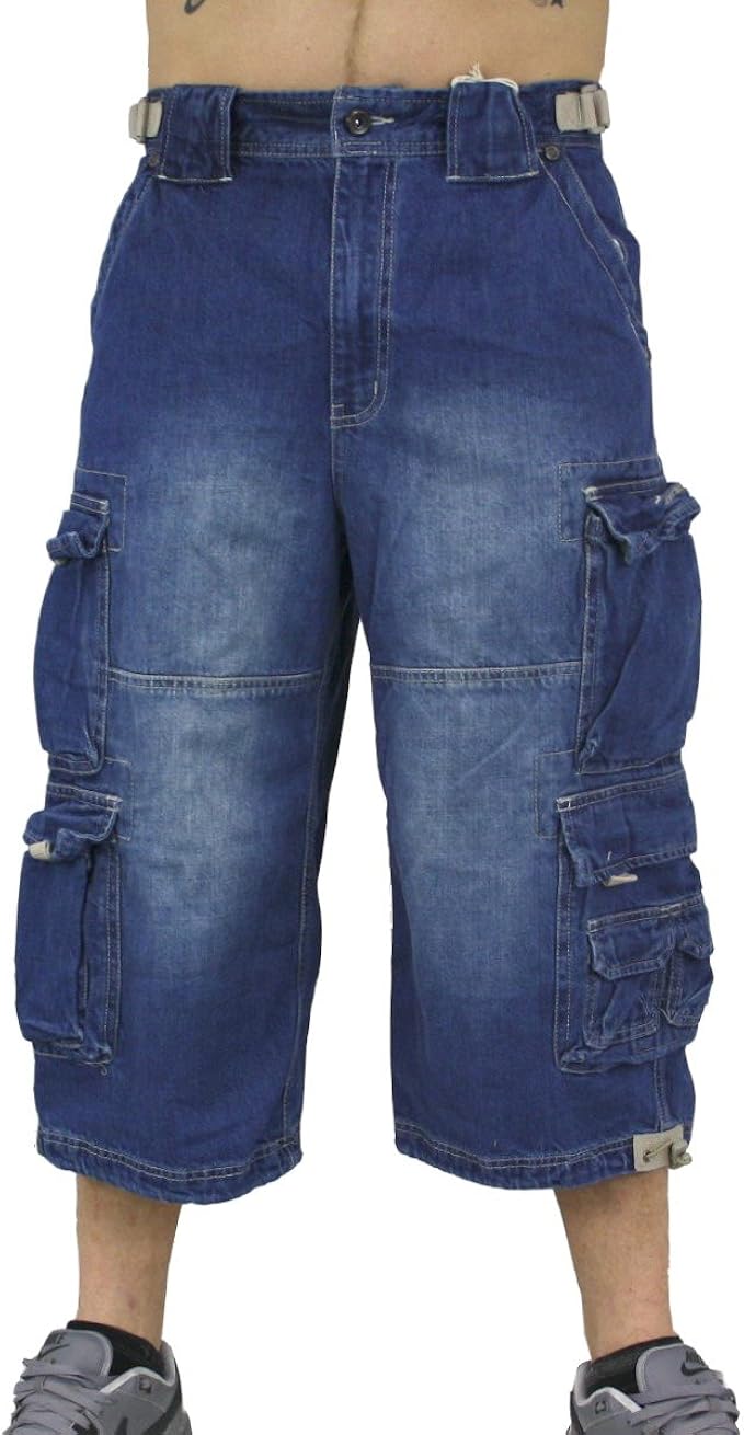 three quarter denim shorts