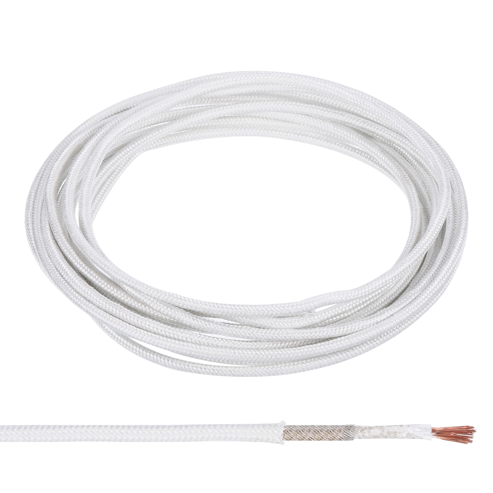 PATIKIL 14.8Ft 13 AWG High Temperature Wire, -60-350 Degrees Celsius Mica Glass Fiber Electronic Wire Insulated Heat Resistant Electronical Flexible Cable for Lamp Boiler Heater, White