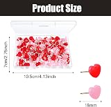 Rowwait 100pcs Heart Shaped Push Pins Pink Red Thumbtacks for Cork Boards Photos view 2