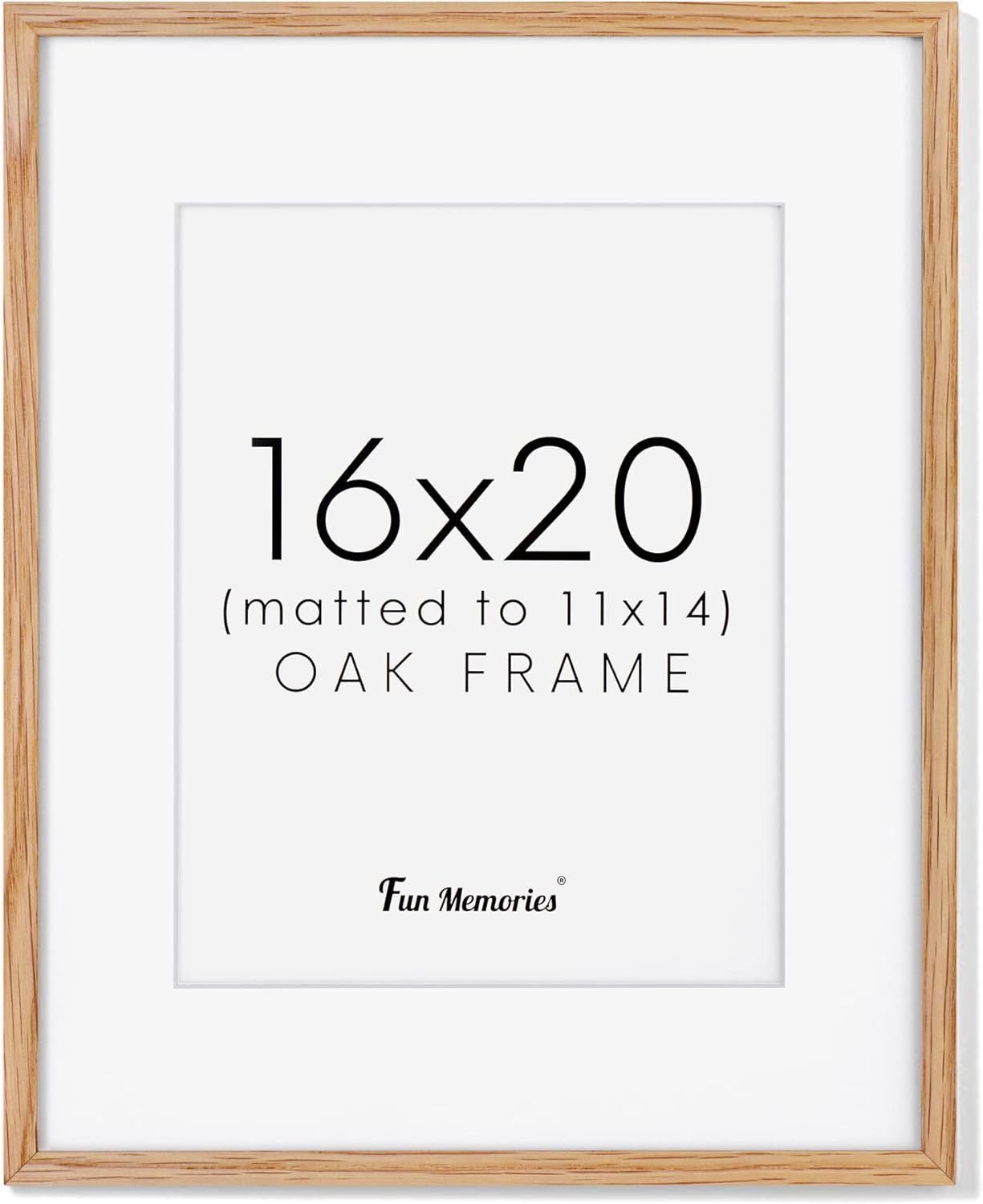Photo Albums, Frames & Accessories - 16x20 Picture Frame Matted to 11x14, Solid Oak Wood 16 x 20 Picture Frame for Wall, Minimalist Thin Wood Post Frame 16