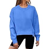 MEROKEETY Women's Oversized Cropped Sweatshirts Crewneck Trendy Workout Pullover Sweater Fall Outfits