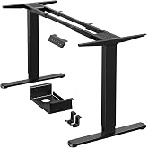 ErGear Dual Motor Standing Desk Legs for 44-90 inch Desktops, 264 lbs | 4 Memory Presets, Cable Tray, Dual Hooks, 28-47 inch Height Range, DIY Sit Stand Frame, Black Finish, Quiet Lifting, Black