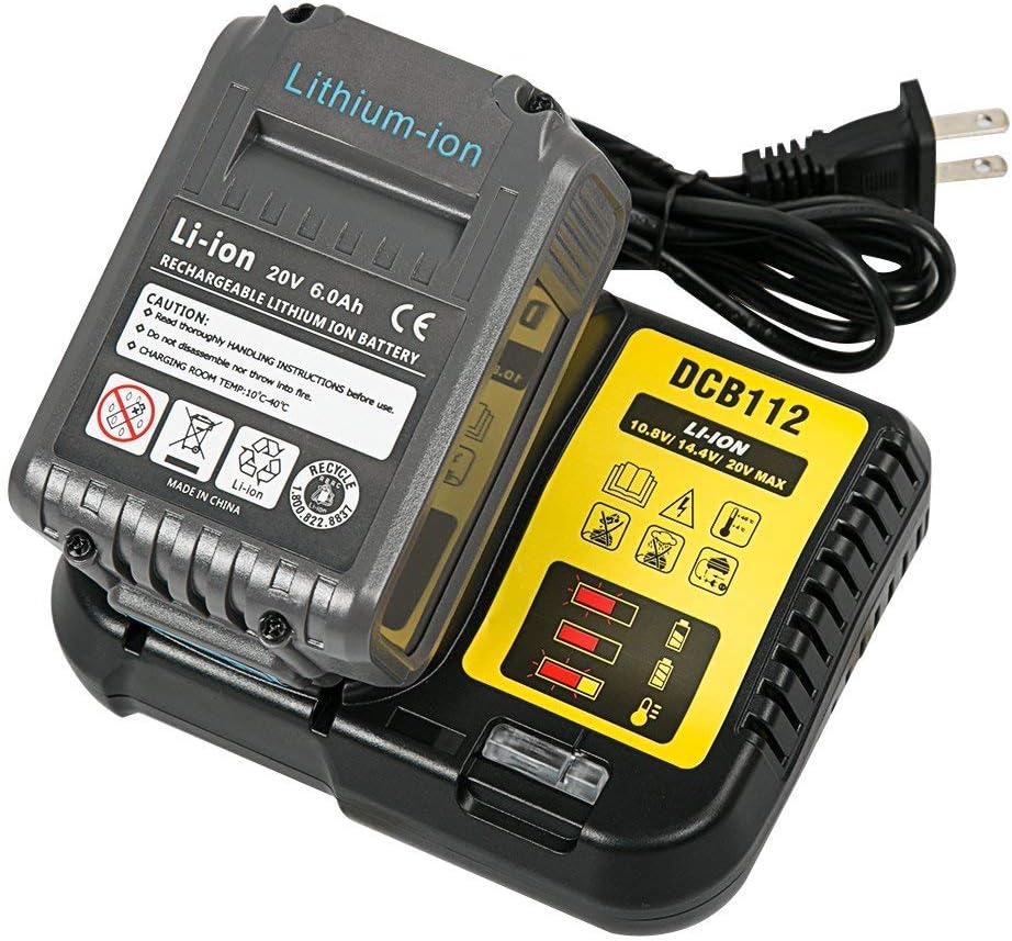 LiBatter 20V 6.0Ah Lithium Ion Battery with Charger kit Compatible with Dewalt