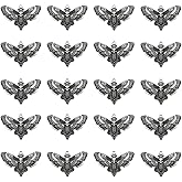LOTIKOU 20PCS Skull Head Moth Pendant Alloy Gothic Moth Charms Death Head Insect Jewelry Charms For Jewelry Making DIY Bracelets Necklaces Crafts