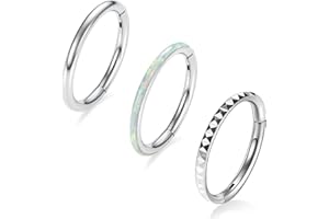 AROWRO CZ Hinged Hoop Ring 18G 16G 6/8/10/12mm Surgical Steel Conch Daith Rook Cartilage Tragus Helix Earrings Septum Clicker Ring Nose Piercing Jewelry