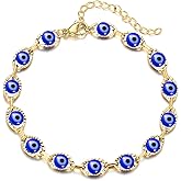 Caiyao 14K Gold Silver Rose Gold Plated Evil Eye Blue Ojo Beaded Bracelets Turkish Protection Amulet Bangle for Women Girls Lucky Safety Jewelry