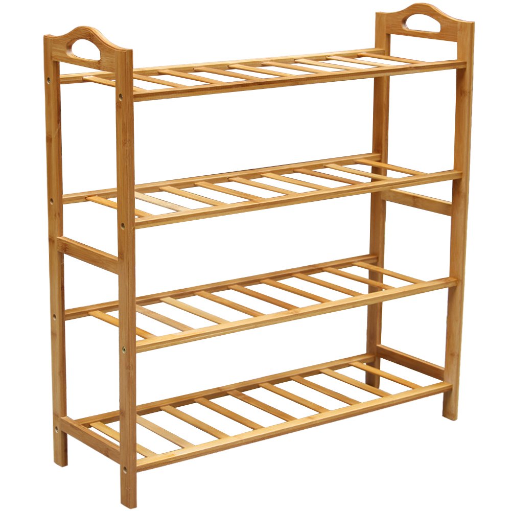 Bamboo Shoe Rack, Natural Bamboo 100 Natural Flat Bamboo Shoe Rack 4