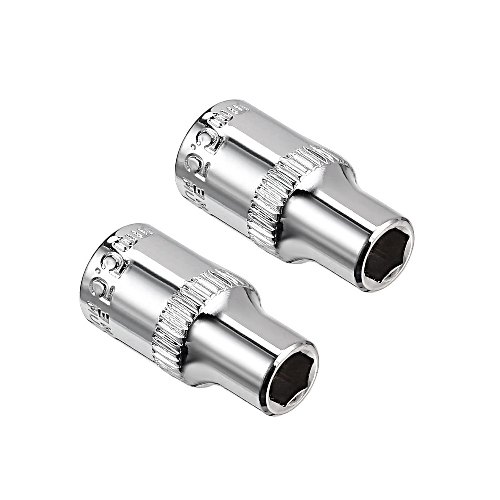 Kozelo 2pcs 6 Point Shallow Socket - [1/4 Inch x 5.5mm] Square Drive for Car Mechanical Equipment Repair Use, CR-V Steel Metric Sizes — image 1