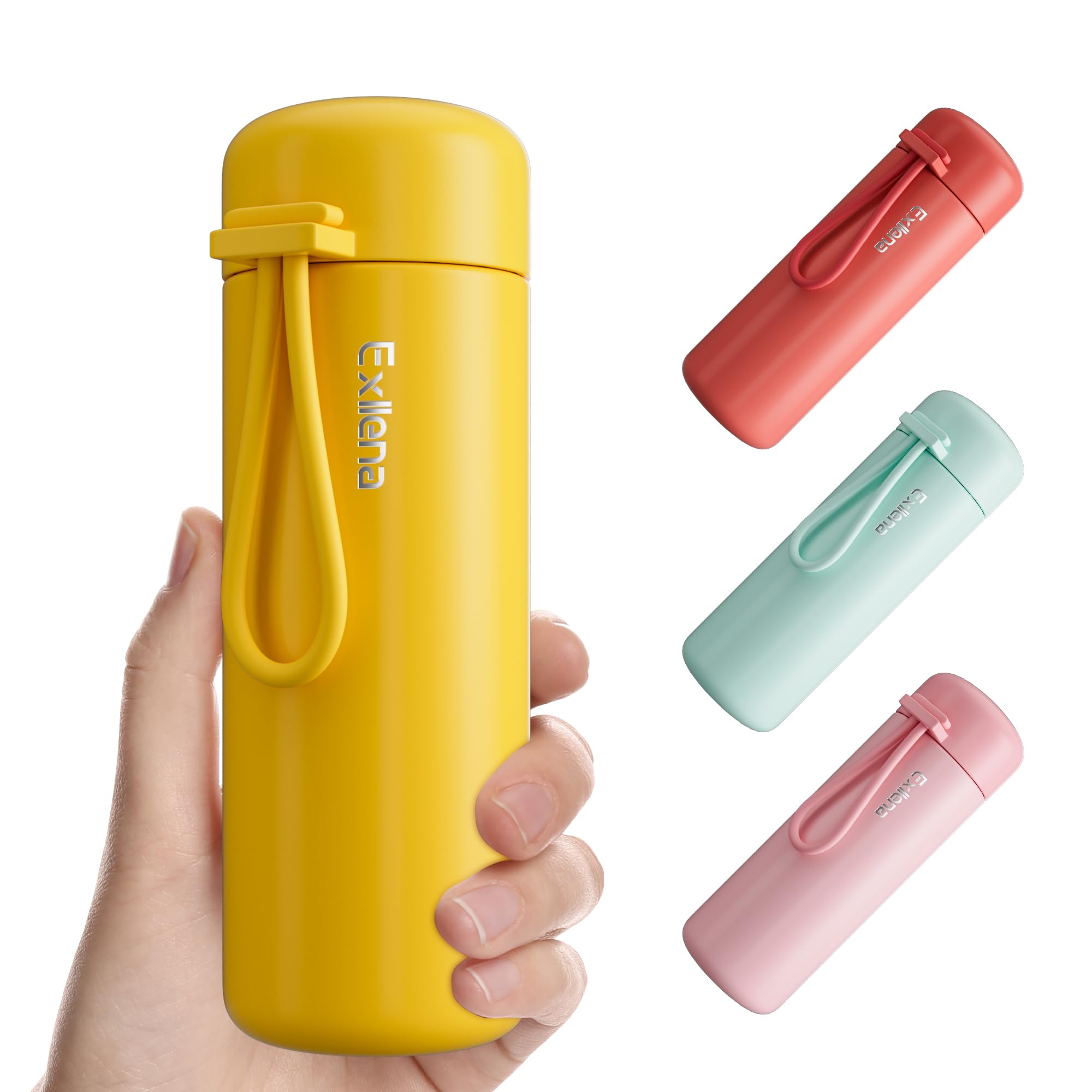 Photo 1 of Exllena Mini Water Bottle 6.8oz/200ml, Small Insulated Water Bottle for Hot&Cold Drinks, Water Bottle Purse with Carry Handle - 100% Leakproof Perfect for School, Travel...(Yellow)