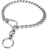 304 Stainless Steel Metal Chew Proof Dog Collar and Leash Extension - Anti Winding, Training and Walking (Small: 18in x 2.5mm, Neck Max 16in)