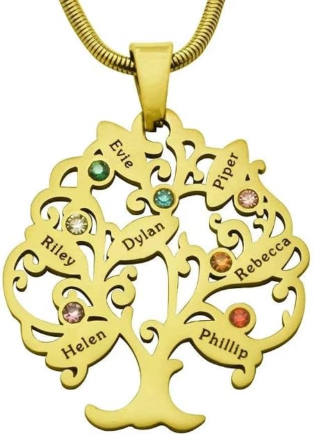 FaithHeart Lebensbaum-Halskette Mit Gravur – Edelstahl, Personalisierbar Mit 1–7 Namen