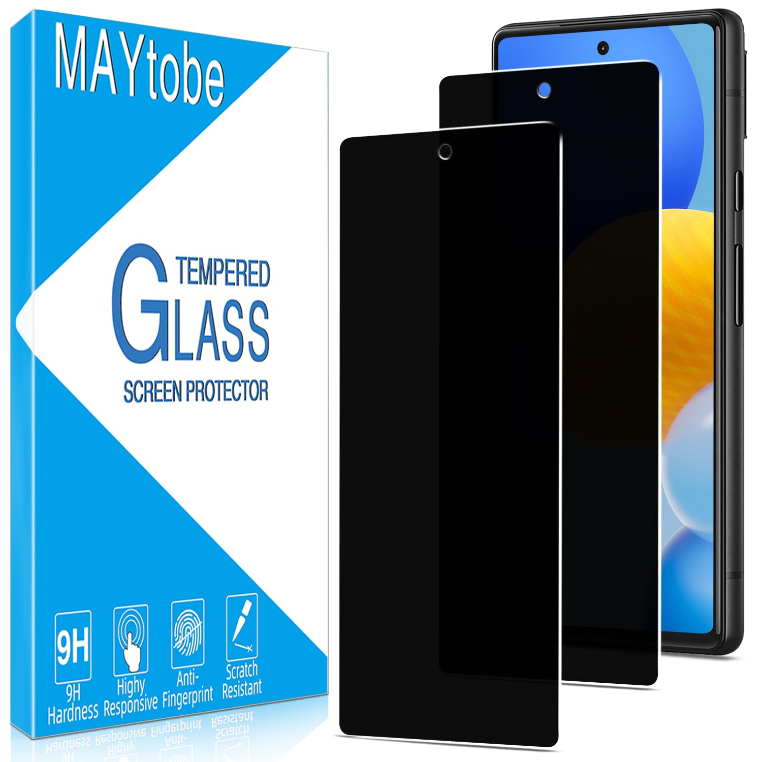 Photo 1 of MAYtobe [2 Pack Privacy Screen Protector For Google Pixel 6A Tempered Glass, 9H Hardness, Anti Scratch, Anti Spy, Case Friendly, Easy to Install