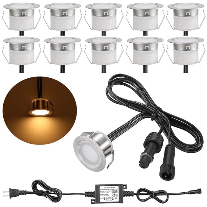 FidgetGear 10x 12V LED Deck Light Recessed Floor Lamp Patio Light Outdoor Garden Path IP67