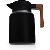 Thermal Coffee Carafe 50 Oz - Insulated Stainless Steel with Tea Infuser | Keeps Hot 12 Hours, Double Wall Vacuum, BPA-Free, Beechwood Handle, Strainer, Coffee Carafes for Keeping Hot, Tea Thermos