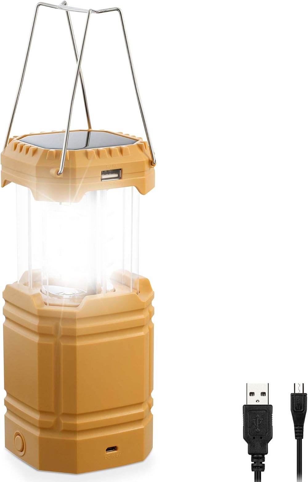 Mesqool LED Camping Lantern Solar Hand Crank 3000mAh 35h Yellow