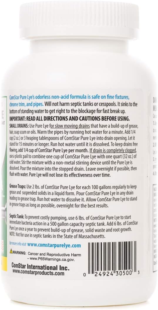 ComStar 024924305003 Pure Lye Bead Drain Opener, 1 lb, White: Industrial & Scientific