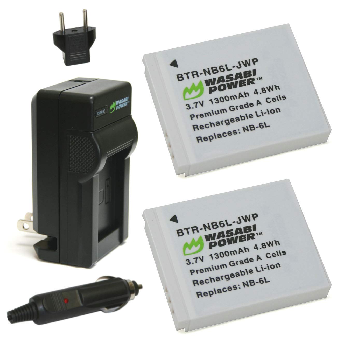 Wasabi Power Battery (2-Pack) & Charger for Canon NB-6L | Compatible with Canon PowerShot, ELPH & SX Series Cameras