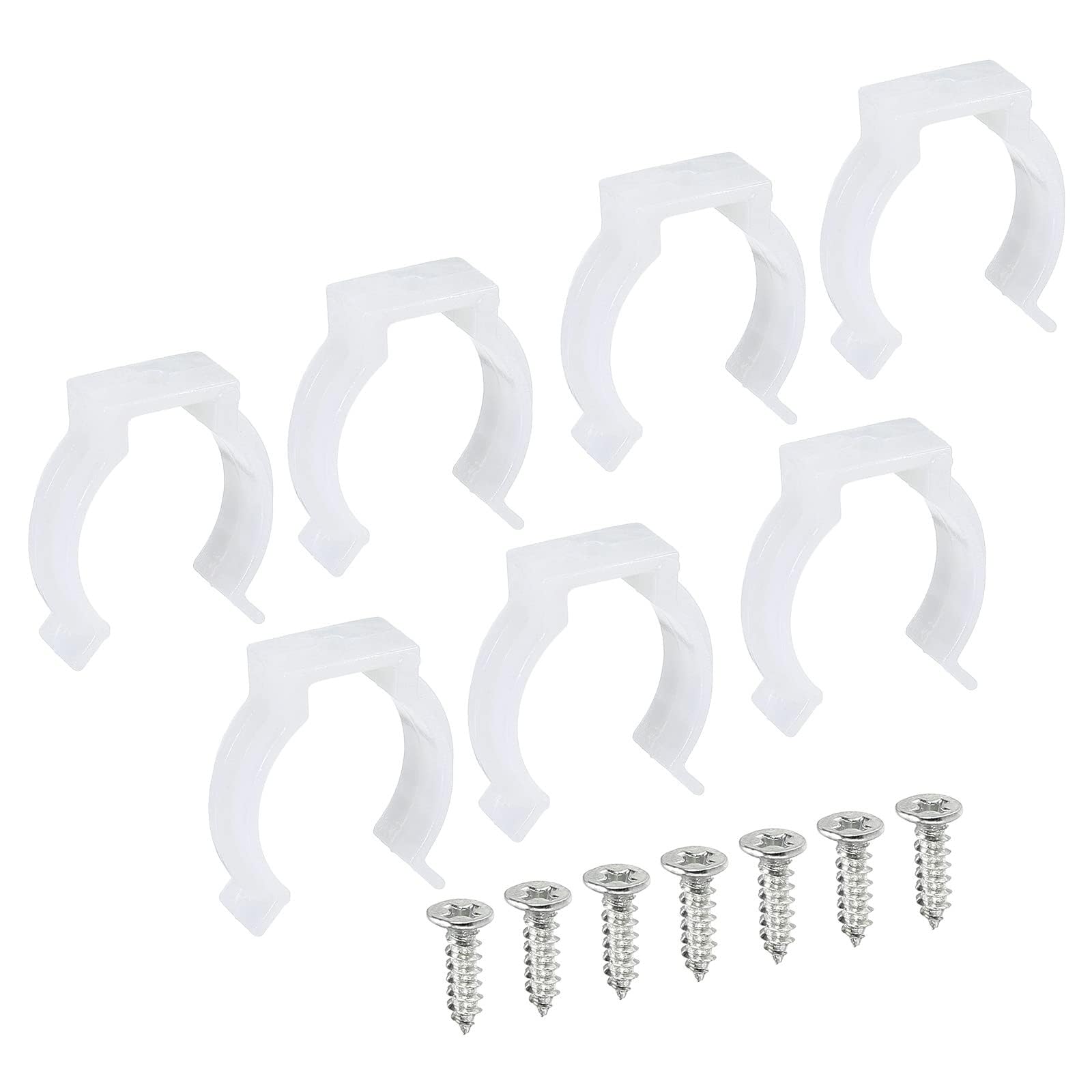 TOP-VIGOR 10Pcs T8 U Clips Holder Bracket Fluorescent Tube Light Fixture Plastic Pipe Clamps with Screws for LED Bulbs Ceiling Lamp to Prevent Sagging, White
