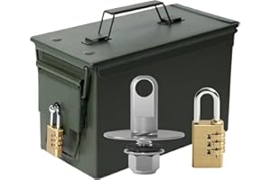 Aolamegs 50 Cal Ammo Can – Locking Hardware Kit and Stainless Steel Padlock，Ammo Box Military & Army M2A1