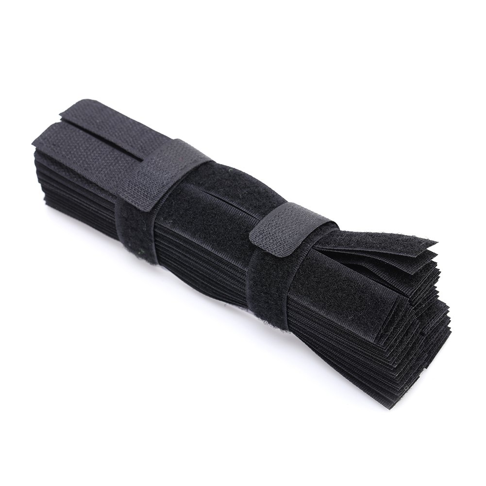 ASHATA Cable Ties,Durable 50pcs/lot Reusable Wire Organiser Cable Holder Magic Tape Ties Cord Lead Straps(black)