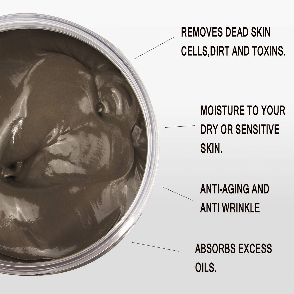 Pure Natural Dead Sea Mud Mask for Face and Body,Purifying Face Mask for Acne, Blackheads. Facial Pore Minimizer, Reducer & Pores Cleanser Treatment