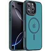 Yzoiko Strong Magnetic Case for iPhone 16 Pro Case [10FT-Grade Drop Tested & Compatible with MagSafe] Translucent Anti-Fingerprint Anti Shockproof Protective Shell 6.3 Inch, Turquoise Green