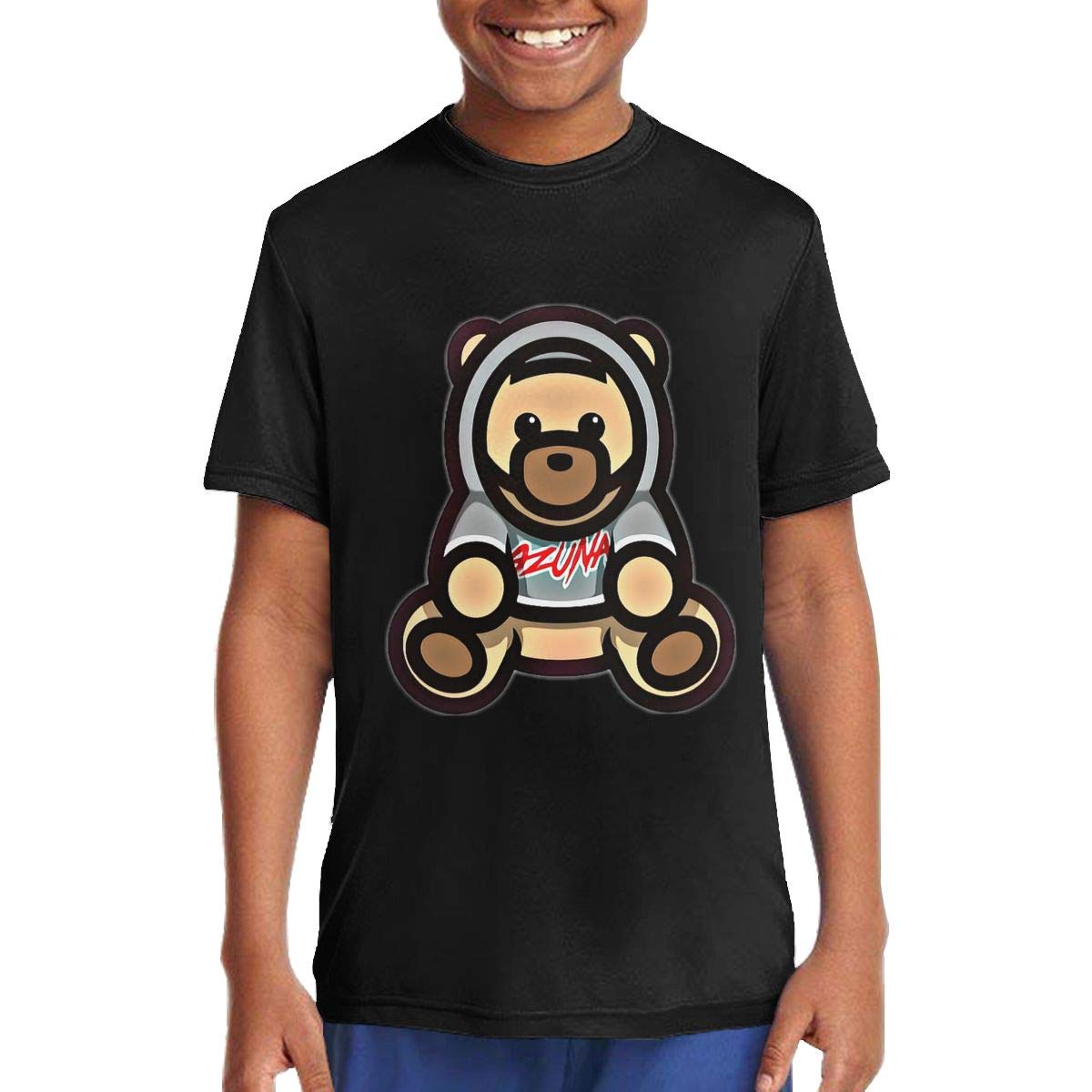 Alvalynd Girls Tshirts Unisex Teenager Ozuna Bear T Shirt Black