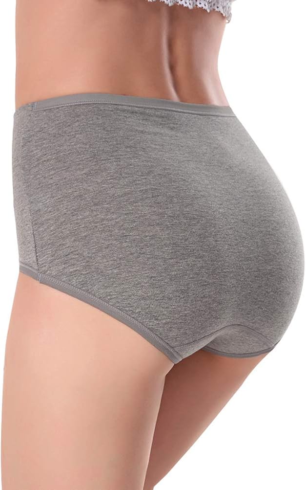 Womens Underwear,Cotton Mid Waist No Muffin Top Full Coverage Brief Ladies Panties Lingerie Undergarments for Women Multipack: Clothing