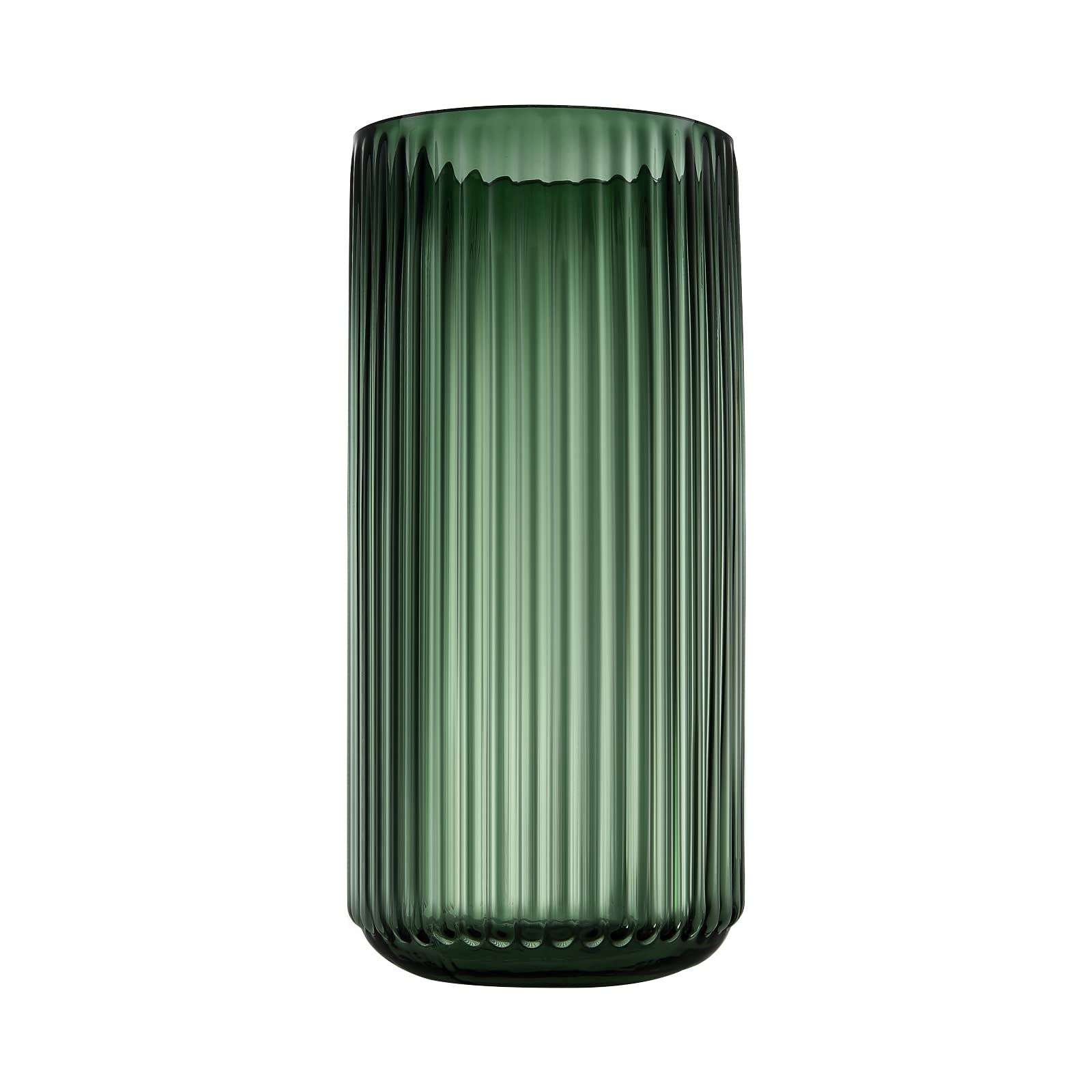 Photo 1 of Dinyeo Large Cylinder Ribbed Green Glass Flower Vase for Farmhouse Dining Table Centerpieces Decor