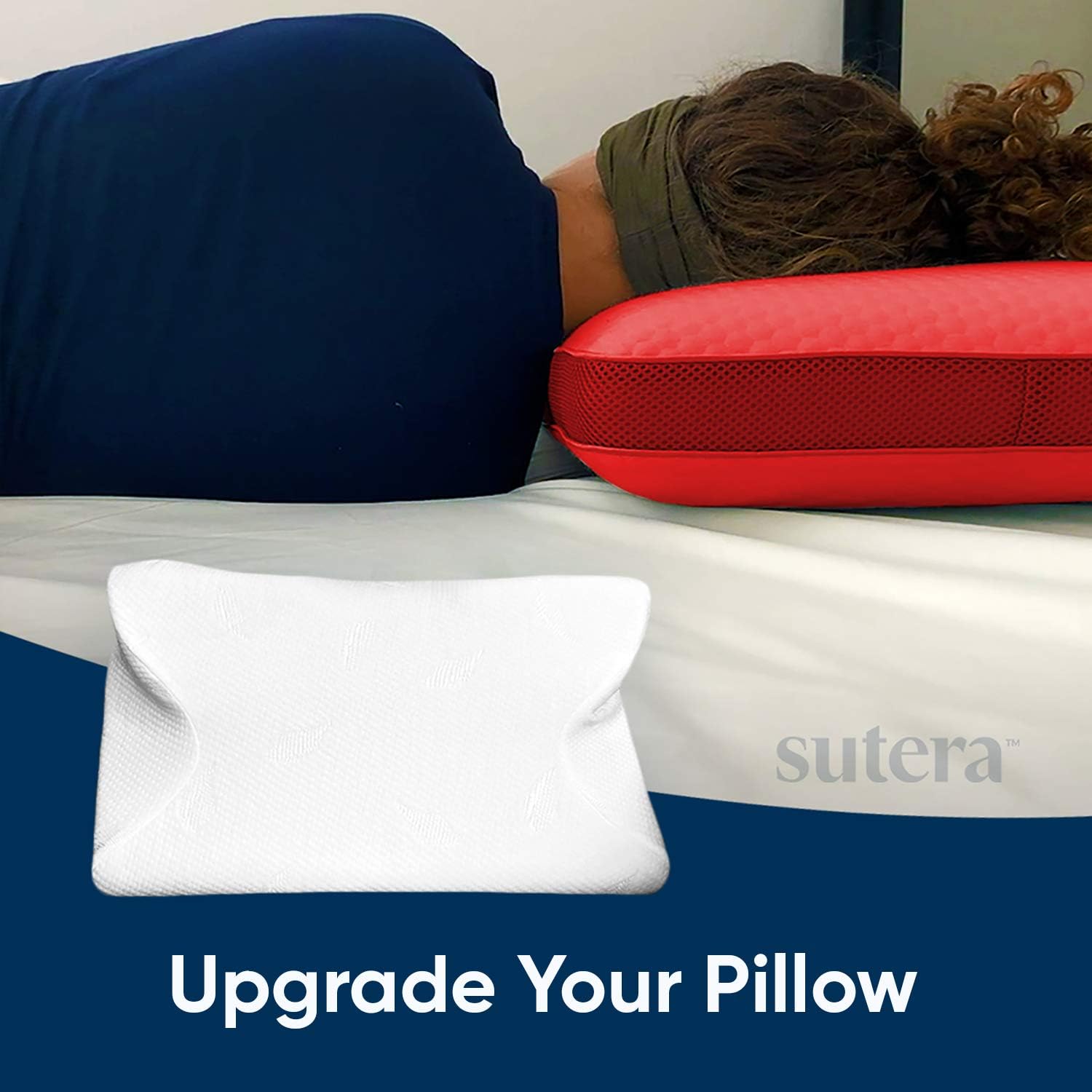 SUTERA Dream Deep Memory Foam Pillow for Sleeping, Cervical Pillow That relieves Neck, Back, Hip, Joint Pain, Bed Pillow, Side Sleepers Pillows, Orthopedic Contour Pillows w/Washable Cover: Home & Kitchen