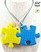 Sensory Chew Necklace Premium Strength (2 Pack) for Boys, Girls, Kids and Adults. Great for Severe Chewers Autism, ADHD, Baby Teething, Silicone Puzzle Autism, Awareness Chewlery Yellow Blue