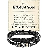 SUTERY Bonus Son Bracelet from Mom and Dad, Birthday Gift with Engraved Wallet Card, Meaningful Jewelry Gift for Men