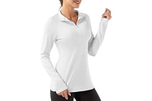 FKEEP Women's Polo Shirts Long Sleeve UPF 50+ Sun Protection Tennis Golf Workout Tops Sport Zipper V Neck