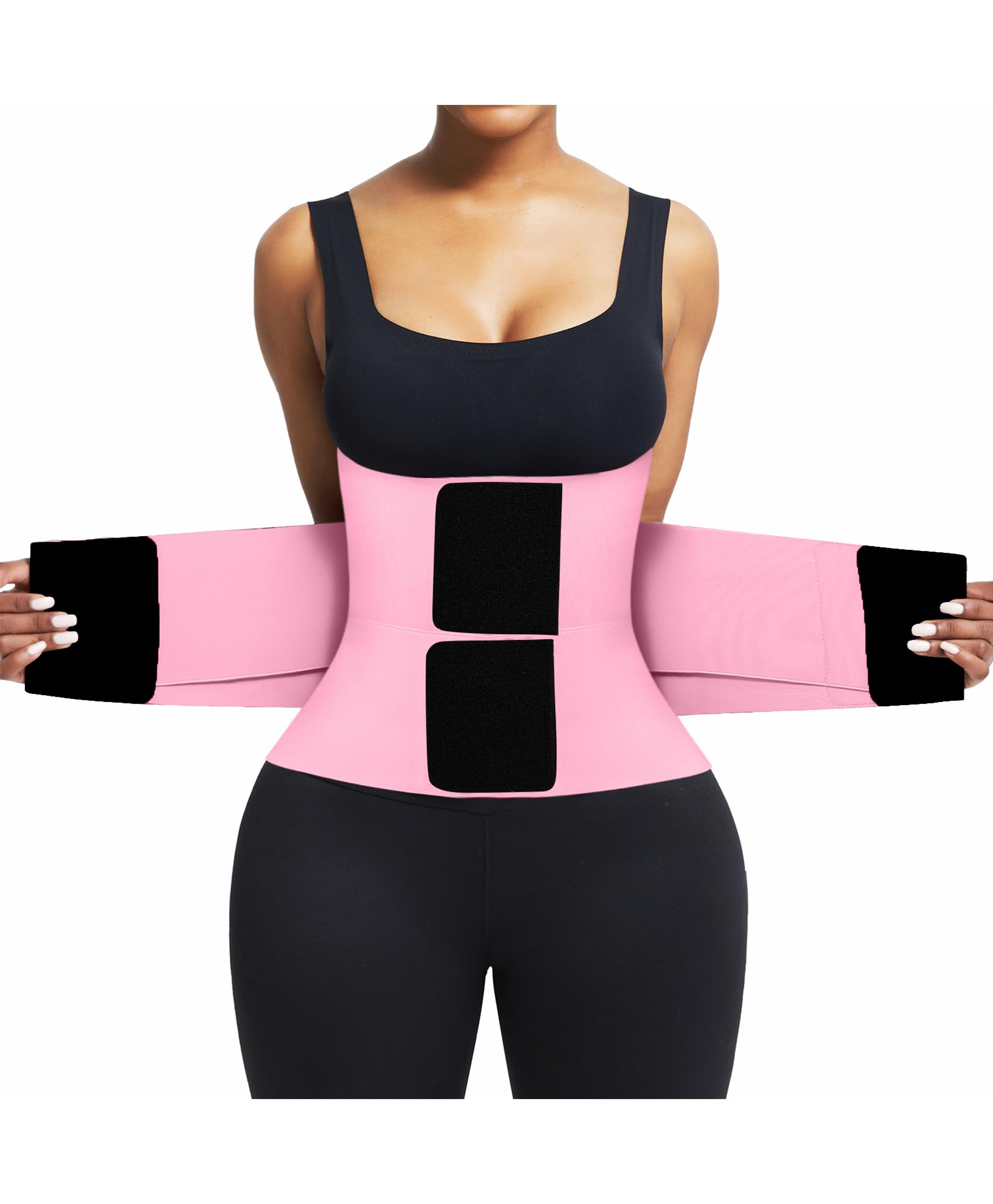Photo 1 of FeelinGirl Neoprene Perspiring Workout Waist Trainer Corset Trimmer Belt for Women Body Shaping Pink M