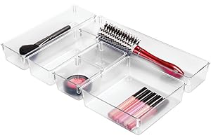INTERDESIGN iDesign Plastic In Drawer Organizer Trays for Kitchen Utensils, Silverware, BPA-Free, Set of 6, Clear