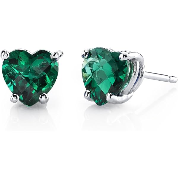 Peora Created Emerald & Diamond Heart Pendant – 14K White Gold, 0.82 Ct Total - View #4